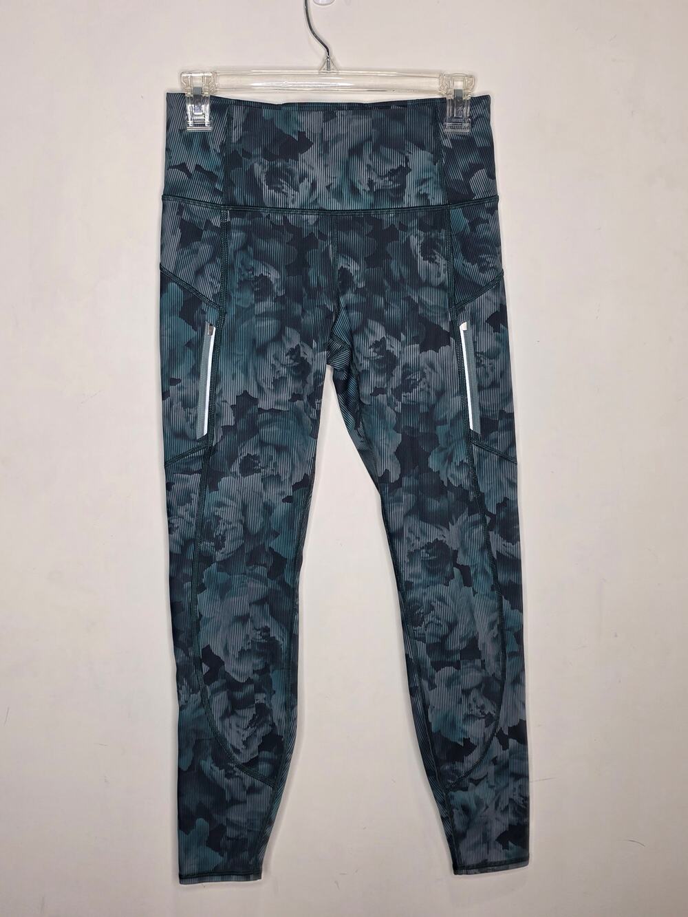 Athleta Rainier green floral striped cold weather leggings - small - 985360